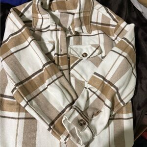 Love Tree Tan and White Plaid Jacket